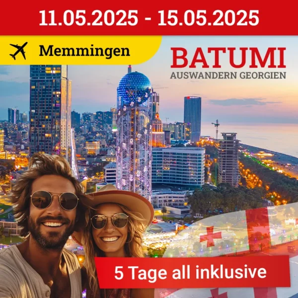 <h1 class="shop-product-custom">Inforeise Batumi<br>11.05.2025 - 15.05.2025<br>Flughafen Memmingen</h1>